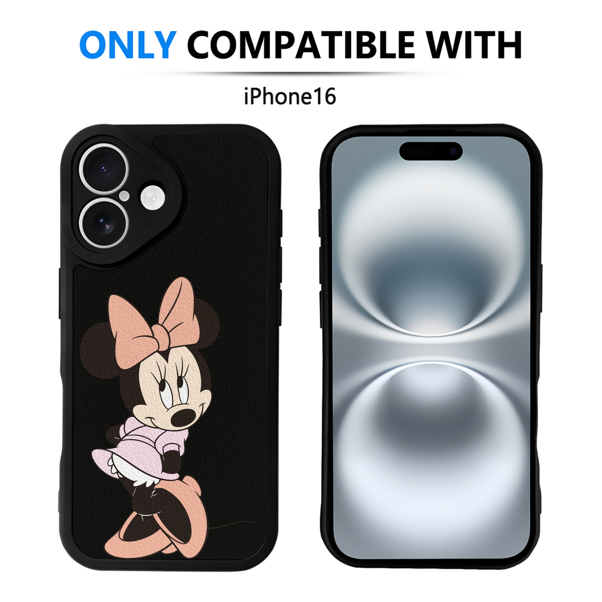 （画像用） ミッキーマウス Mickey Mouse 【iPhone 16シリーズ対応】シリコンスマホケース（レザー調） 材質：シリコン